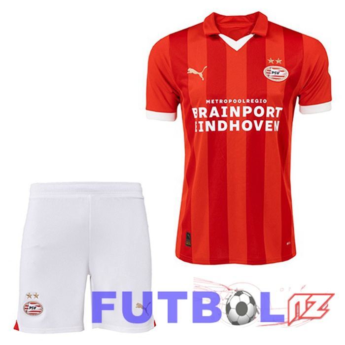 Camisetas De Futbol PSV Eindhoven Ninos Primera Rojo 2023/2024