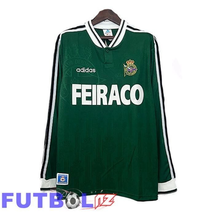 Camisetas De Futbol Deportivo de La Coruna Retro Segunda Manga Larga Verde 1999-2000