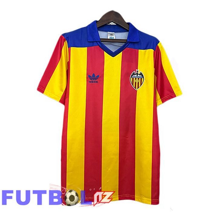 Camisetas De Futbol Valencia CF Retro Primera Rojo Amarillo 1980-1982