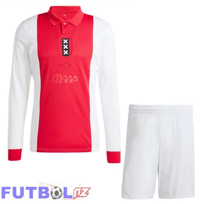 Camisetas De Futbol AFC Ajax Ninos Edición 125 Aniversario Manga Larga Rojo Blanco