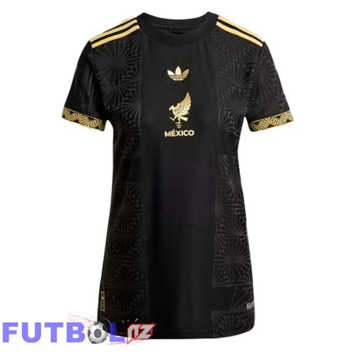 Camiseta Nacional México Mujer Negro Amarillo 2025/2026 Camiseta Nacional México Mujer Negro Amarillo 2025/2026