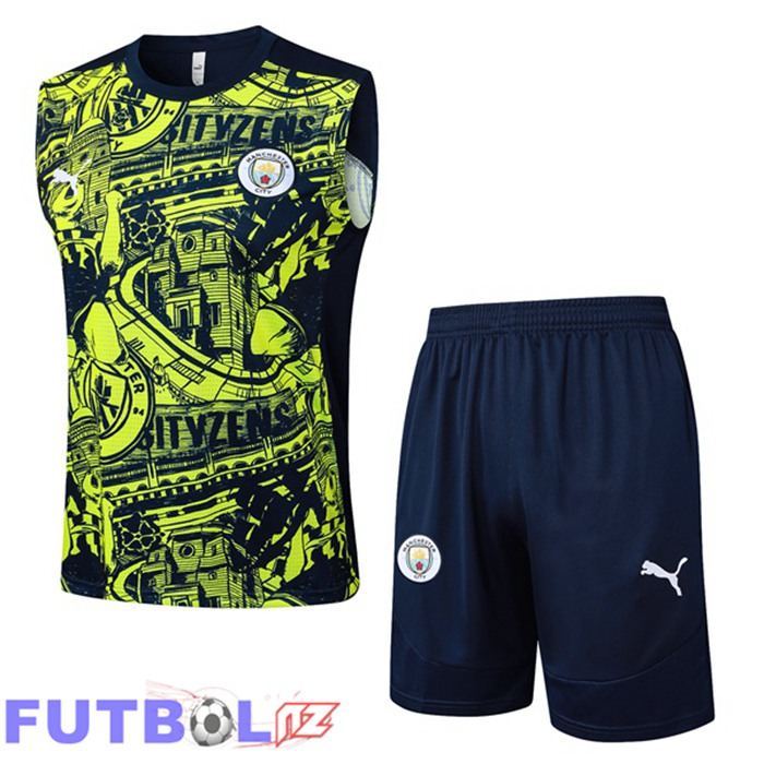 Chalecos De Futbol Manchester City + Cortos Azul Real Verde 2025/2029