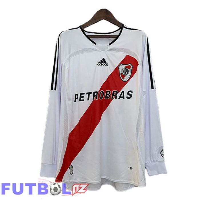 Camisetas De Futbol River Plate Retro Primera Manga Larga Blanco Rojo 2006-2007