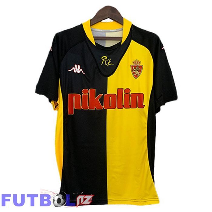 Camisetas De Futbol Real Zaragoza Retro Segunda Amarillo Negro 2001-2002
