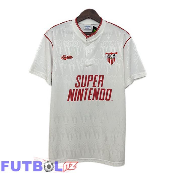 Camisetas De Futbol Sevilla FC Retro Primera Blanco 1991-1992