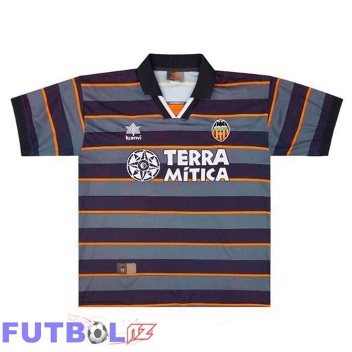 Camisetas De Futbol Valencia CF Retro Tercera Naranja Gris 1999-2000