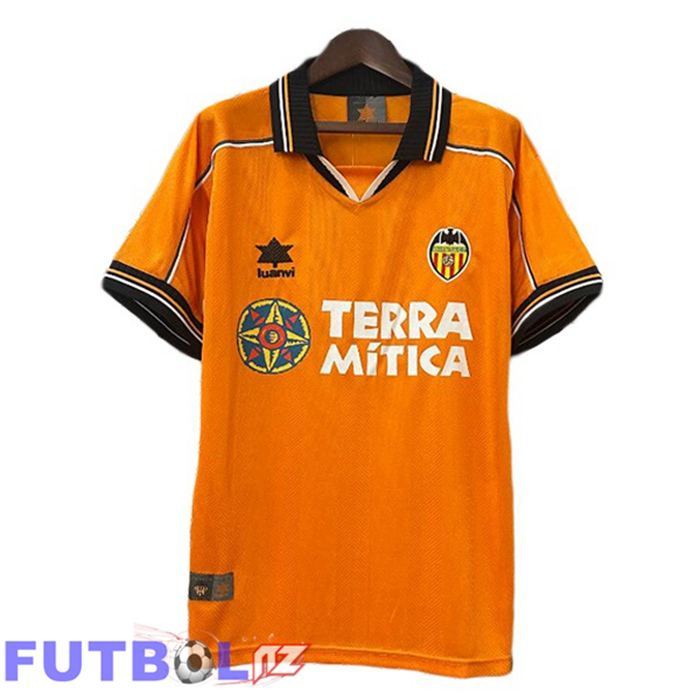 Camisetas De Futbol Valencia CF Retro Segunda Naranja 1999-2000