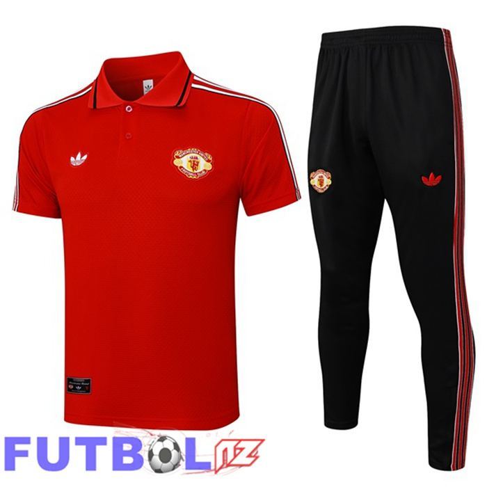 Camiseta Polo Manchester United + Pantalones Rojo 2025/2026
