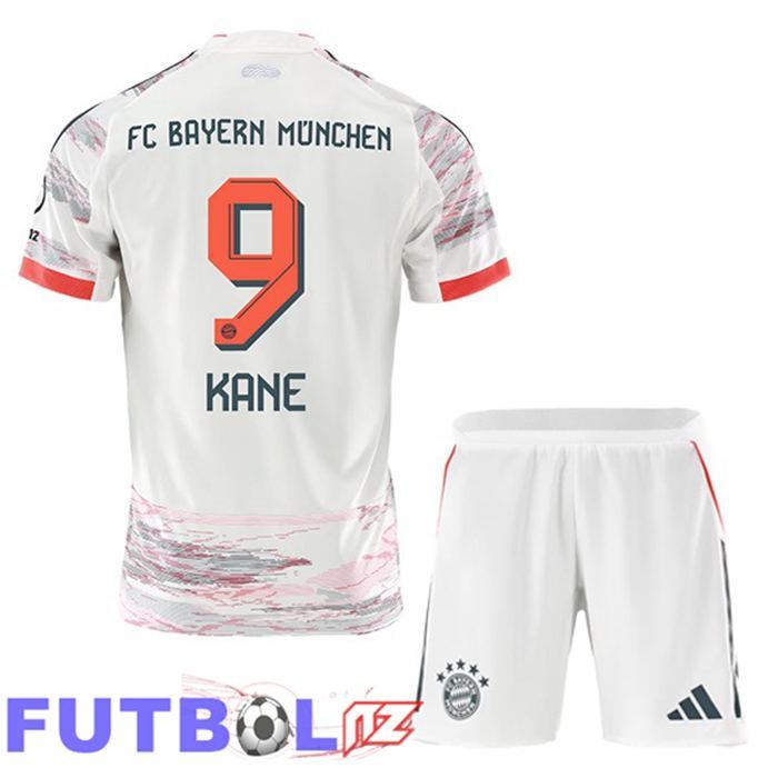 Camisetas De Futbol Bayern Munich (Kane 9) Ninos Segunda Blanco 2025/2026