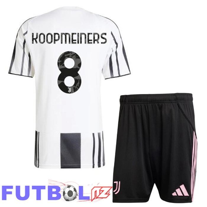 Camisetas De Futbol Juventus (KOOPMEINERS 8) Ninos Primera Negro Blanco 2025/2026