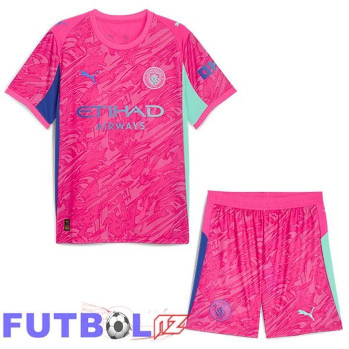 Camisetas De Futbol Manchester City Ninos Portero Rosado 2025/2026