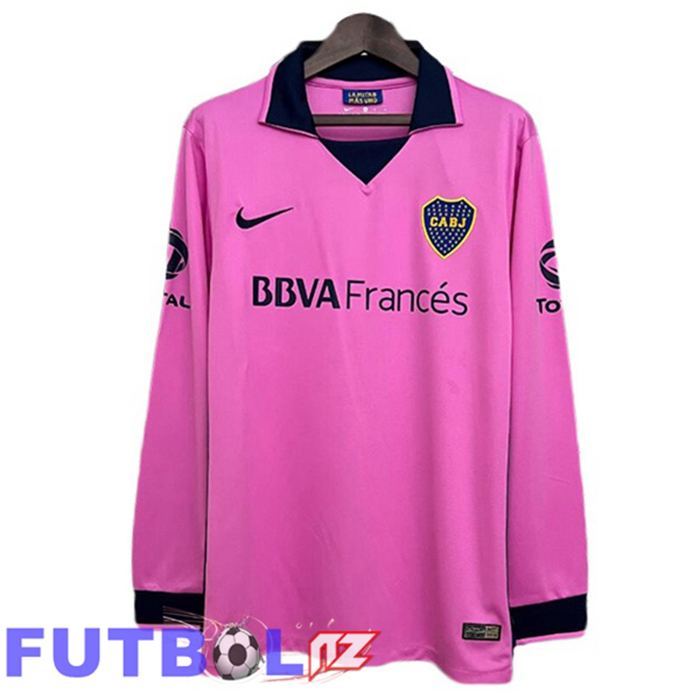 Camisetas De Futbol Boca Juniors Retro Segunda Manga Larga Rosado 2013-2014