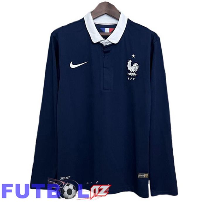 Camisetas De Futbol Francia Retro Primera Manga Larga Azul Real 2014