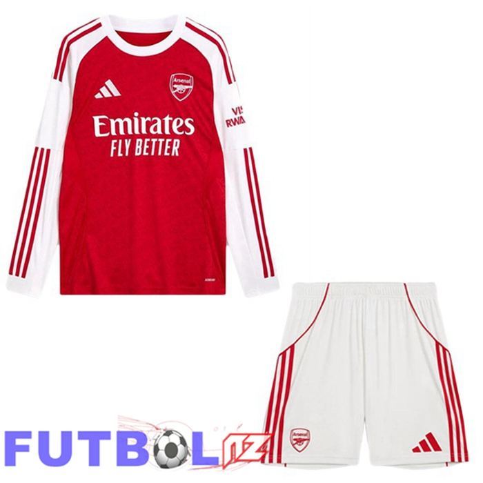 Camisetas De Futbol Arsenal Ninos Primera Manga Larga Rojo Blanco 2025/2026