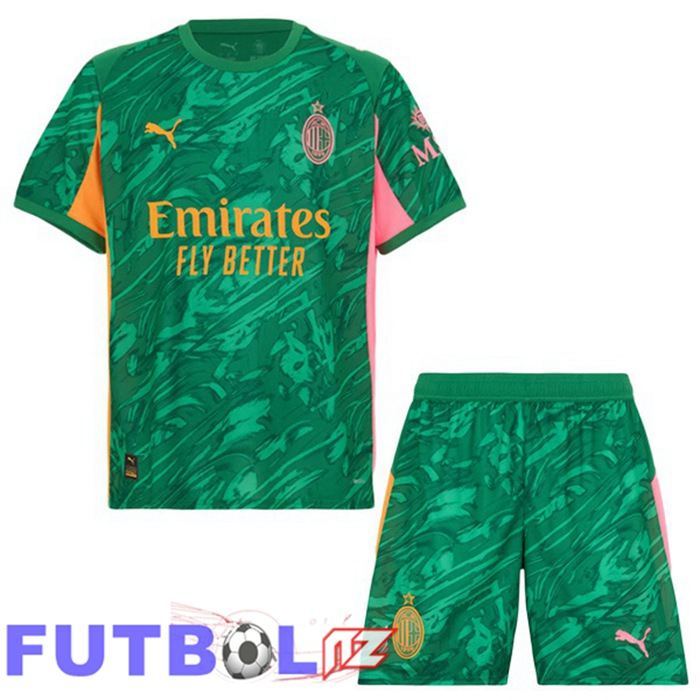 Camisetas De Futbol AC Milan Ninos Portero Verde 2025/2026
