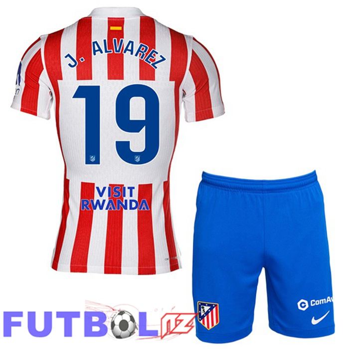 Camisetas De Futbol Atletico Madrid (J. ALVAREZ 19) Ninos Primera Rojo 2025/2026