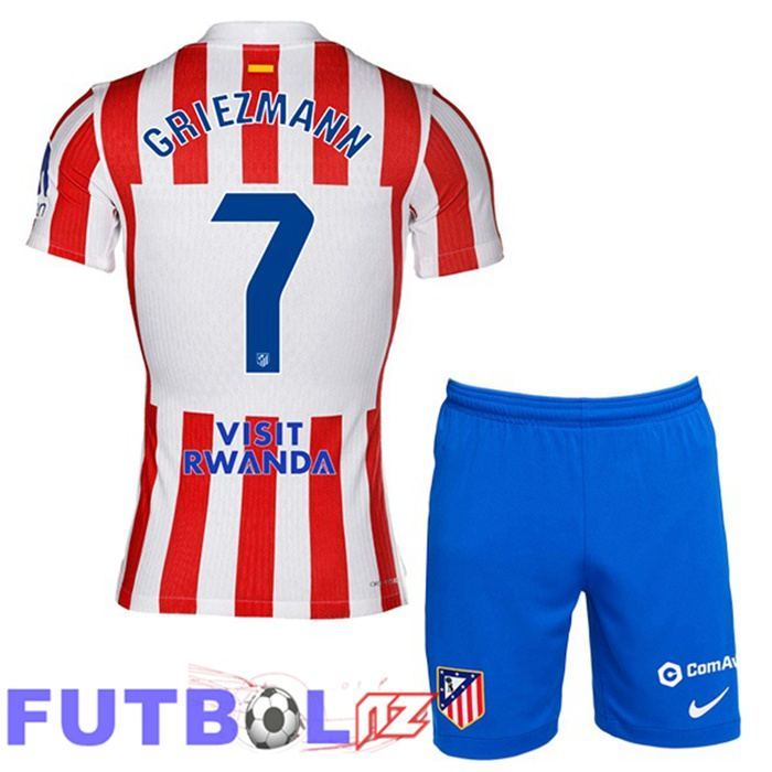 Camisetas De Futbol Atletico Madrid (GRIEZMANN 7) Ninos Primera Rojo 2025/2026