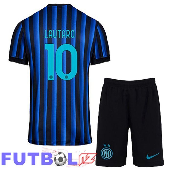 Camisetas De Futbol Inter Milan (LAUTARO 10) Ninos Primera Azul Negro 2025/2026