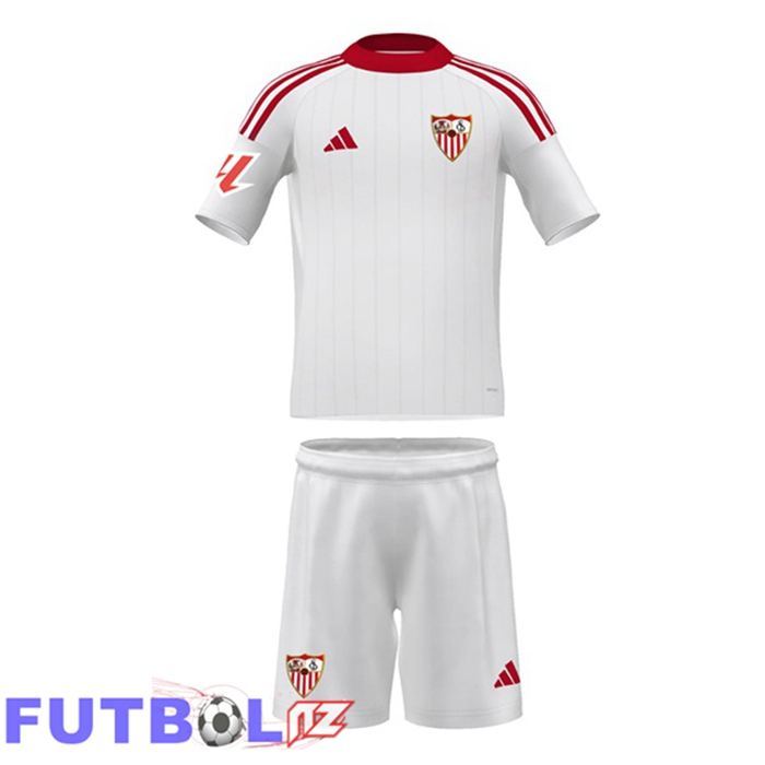 Camisetas De Futbol Sevilla FC Ninos Primera Blanco 2025/2026