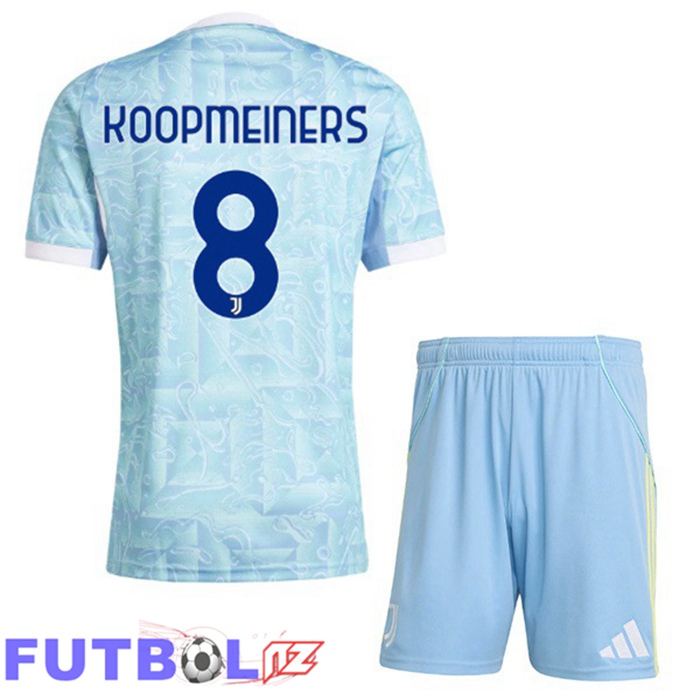 Camisetas De Futbol Juventus (KOOPMEINERS 8) Ninos Segunda Azul Blanco 2025/2026