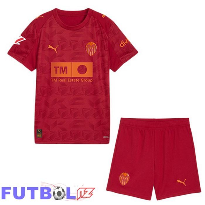 Camisetas De Futbol Valencia CF Ninos Segunda Rojo 2025/2026