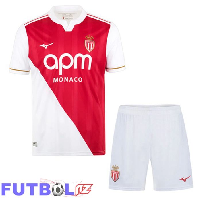 Camisetas De Futbol AS Monaco Ninos Primera Blanco Rojo 2025/2026