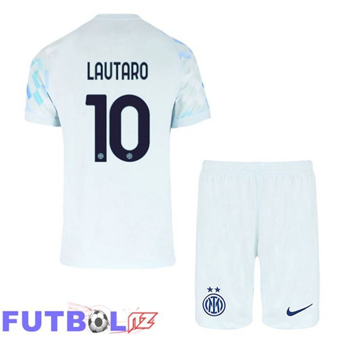 Camisetas De Futbol Inter Milan (LAUTARO 10) Ninos Segunda Blanco Azul 2025/2026