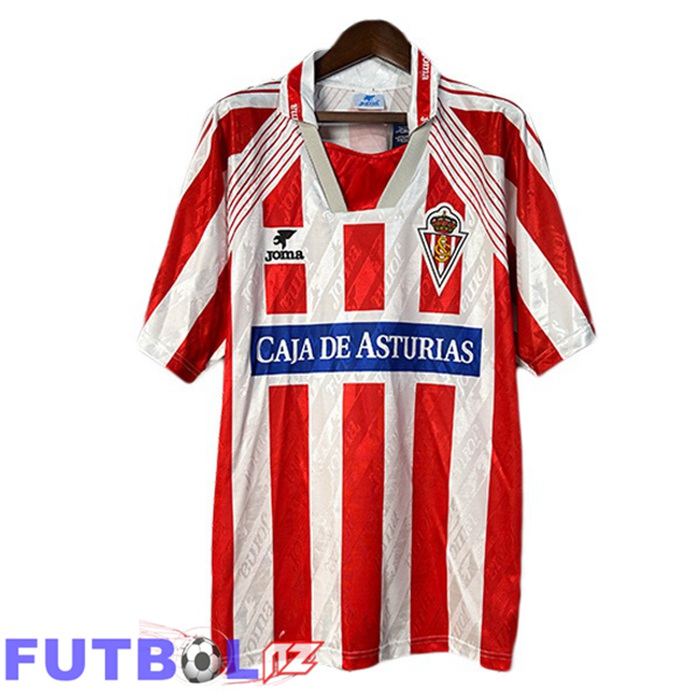 Camisetas De Futbol Sporting Gijon Retro Primera Blanco Rojo 1994-1995