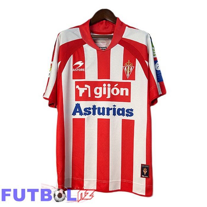 Camisetas De Futbol Sporting Gijon Retro Primera Blanco Rojo 2008-2009