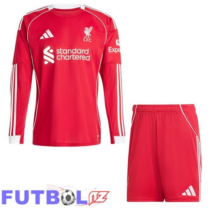 Camisetas De Futbol FC Liverpool Ninos Primera Manga Larga Rojo 2025/2026