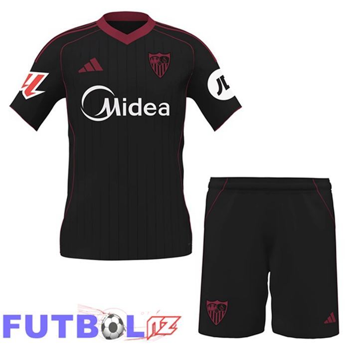 Camisetas De Futbol Sevilla FC Ninos Tercera Negro 2025/2026