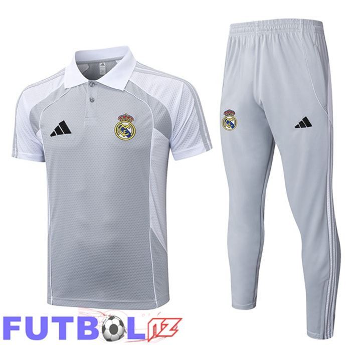 Camiseta Polo Real Madrid + Pantalones Blanco Gris 2025/2026