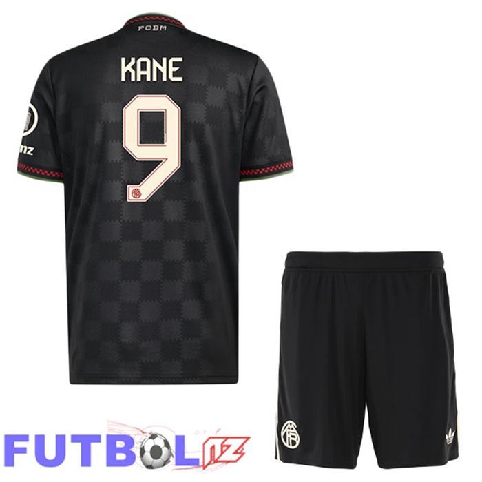 Camisetas De Futbol Bayern Munich (Kane 9) Ninos Tercera Negro 2025/2026