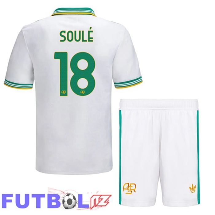 Camisetas De Futbol AS Roma (SOULÉ 18) Ninos Tercera Blanco 2025/2026