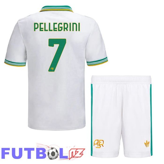 Camisetas De Futbol AS Roma (PELLEGRINI 7) Ninos Tercera Blanco 2025/2026