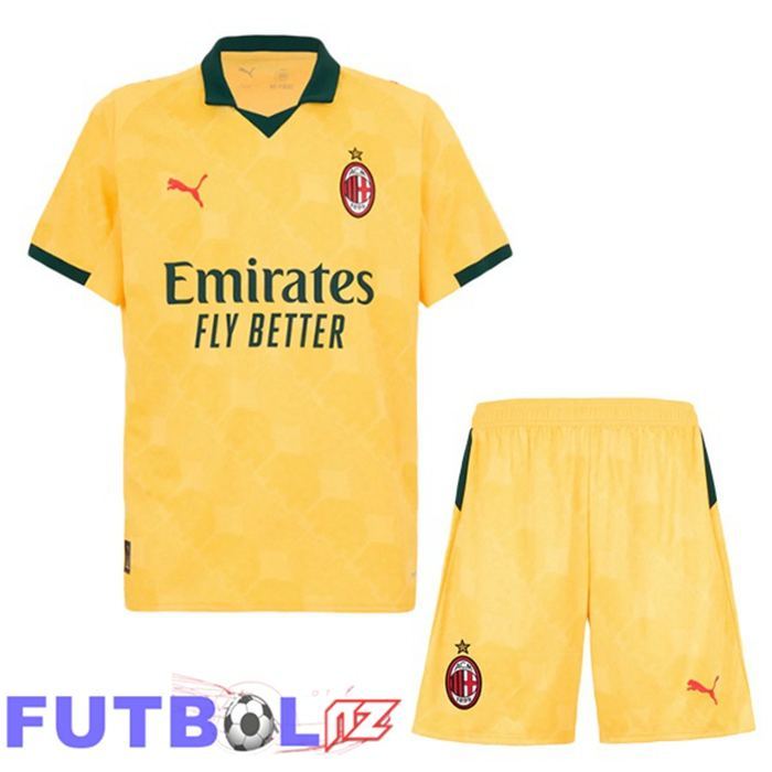 Camisetas De Futbol AC Milan Ninos Tercera Amarillo 2025/2026