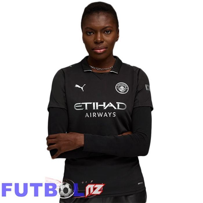 Camisetas De Futbol Manchester City Mujer Segunda Negro 2025/2026