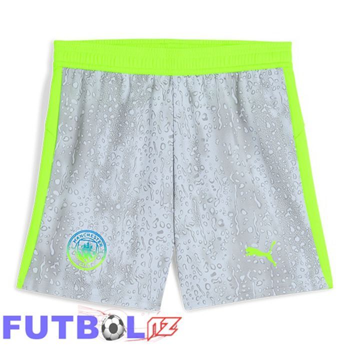 Cortos de Futbol Manchester City Tercera Gris Verde 2025/2026
