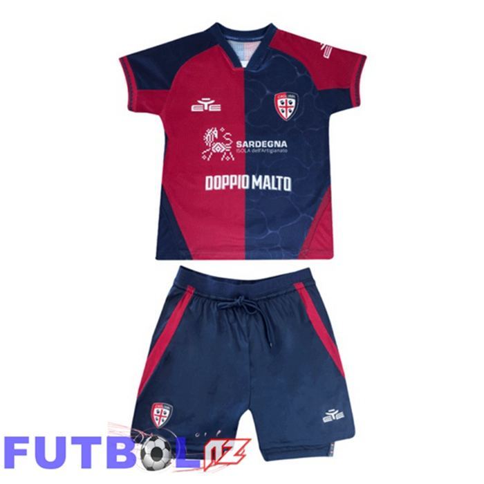 Camisetas De Futbol Cagliari Calcio Ninos Primera Azul Rojo 2025/2026