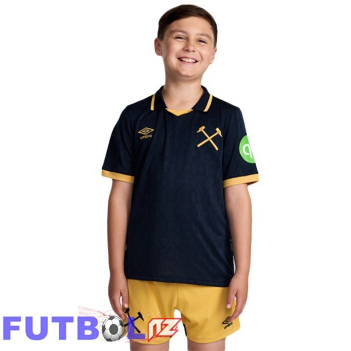 Camisetas De Futbol West Ham United Ninos Tercera Negro 2025/2026 Camisetas De Futbol West Ham United Ninos Tercera Negro 2025/2026