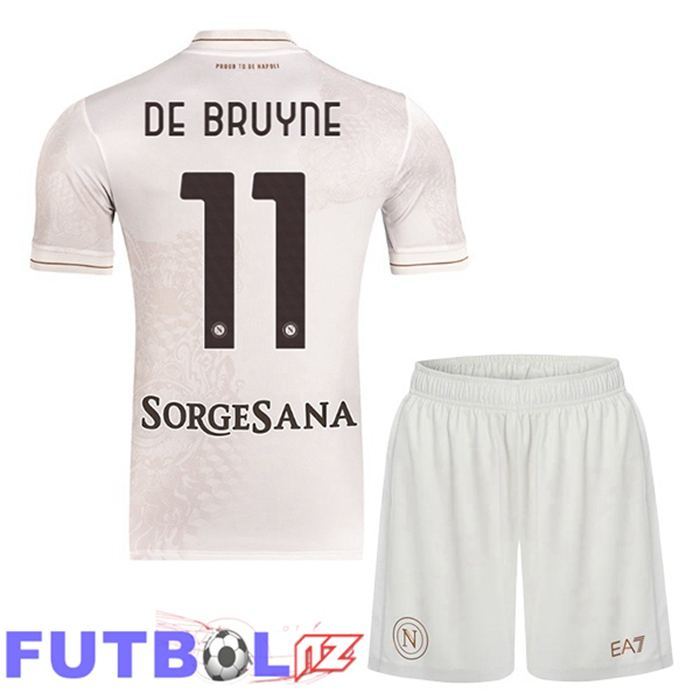 Camisetas De Futbol SSC Napoli (Kevin De Bruyne 11) Ninos Segunda Blanco 2025/2026