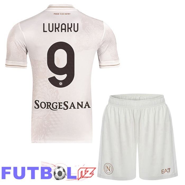 Camisetas De Futbol SSC Napoli (Romelu Lukaku 9) Ninos Segunda Blanco 2025/2026