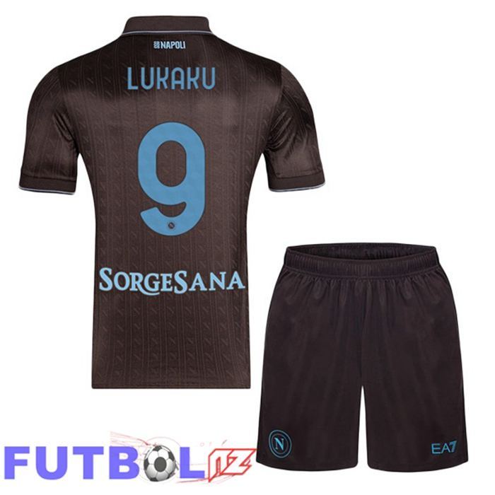 Camisetas De Futbol SSC Napoli (Romelu Lukaku 9) Ninos Tercera Marrón 2025/2026