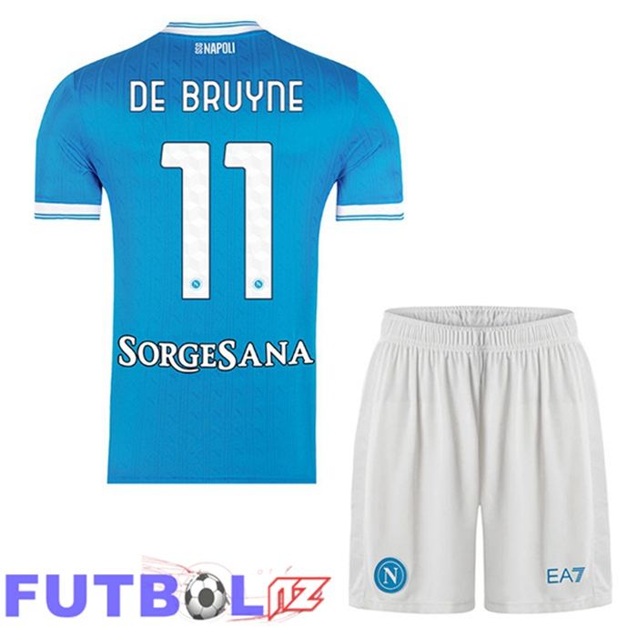 Camisetas De Futbol SSC Napoli (Kevin De Bruyne 11) Ninos Primera Azul 2025/2026