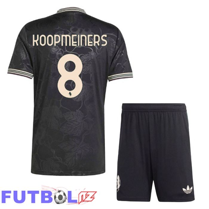 Camisetas De Futbol Juventus (KOOPMEINERS 8) Ninos Tercera Negro 2025/2026