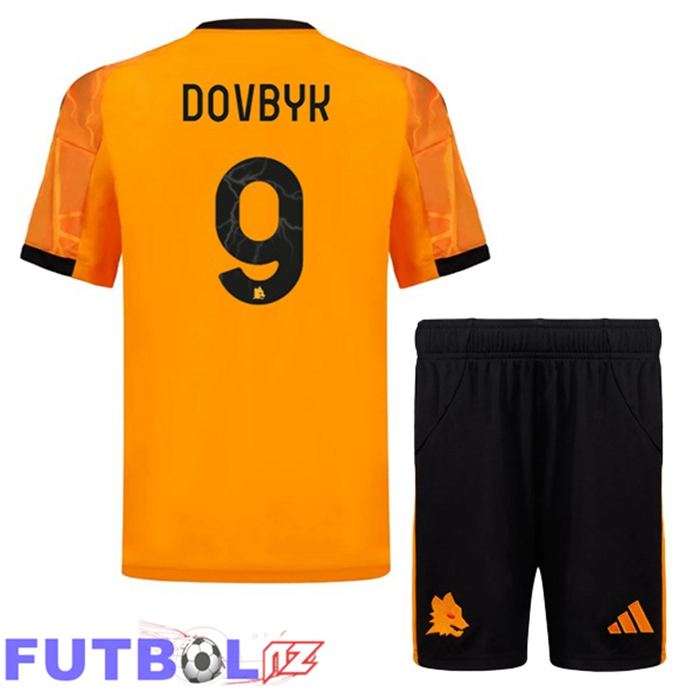 Camisetas De Futbol AS Roma (DOVBYK 9) Ninos Segunda Amarillo 2025/2026