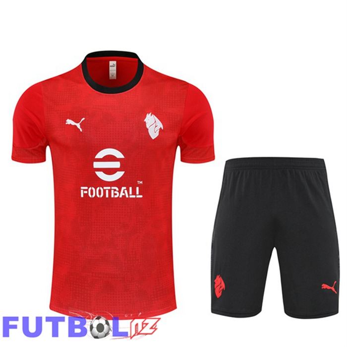 Camiseta Entrenamiento AC Milan + Cortos Rojo 2025/2026