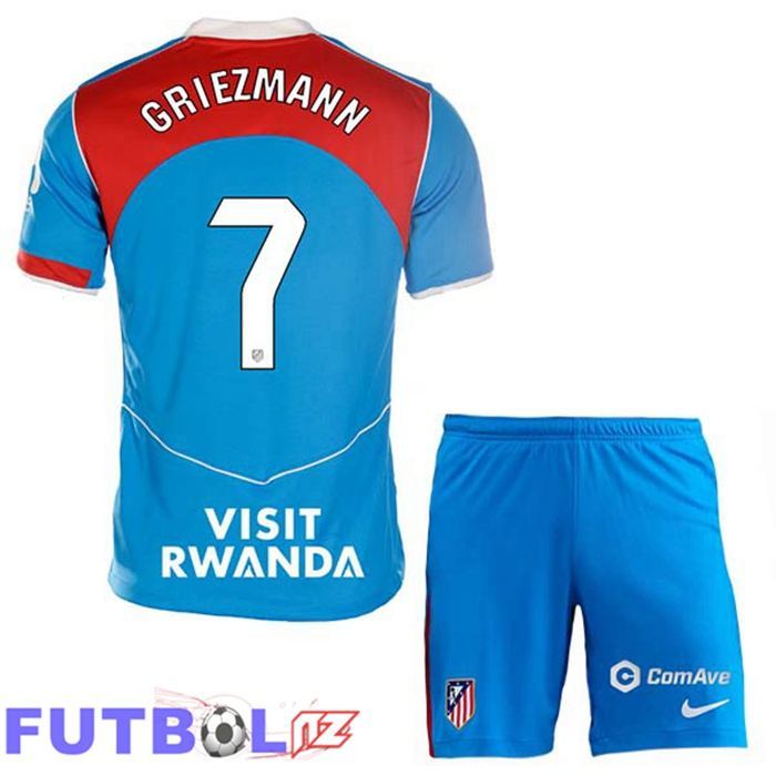 Camisetas De Futbol Atletico Madrid (GRIEZMANN 7) Ninos Tercera Azul 2025/2026