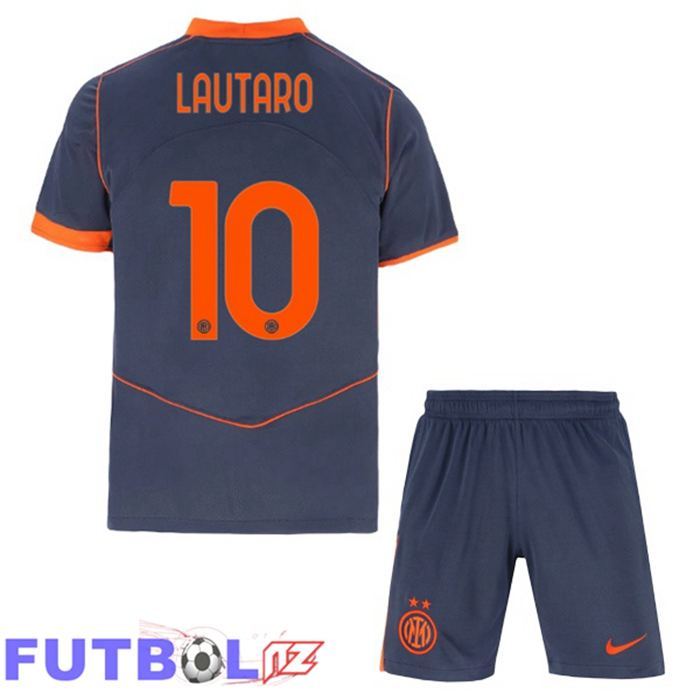 Camisetas De Futbol Inter Milan (LAUTARO 10) Ninos Tercera Gris 2025/2026