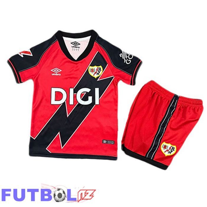 Camisetas De Futbol Rayo Vallecano Ninos Segunda Rojo Negro 2025/2026